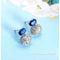 Vente chaude Sapphire CZ 925 argent boucles d&#39;oreilles argent